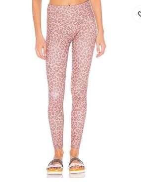 Varley Biona Pink Leopard Print High-Rise Leggings XS